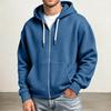 Men's Full Zip Hoodie Drop Shoulder Sleeves, Casual Long Sleeve Sweatshirt for Everyday Wear