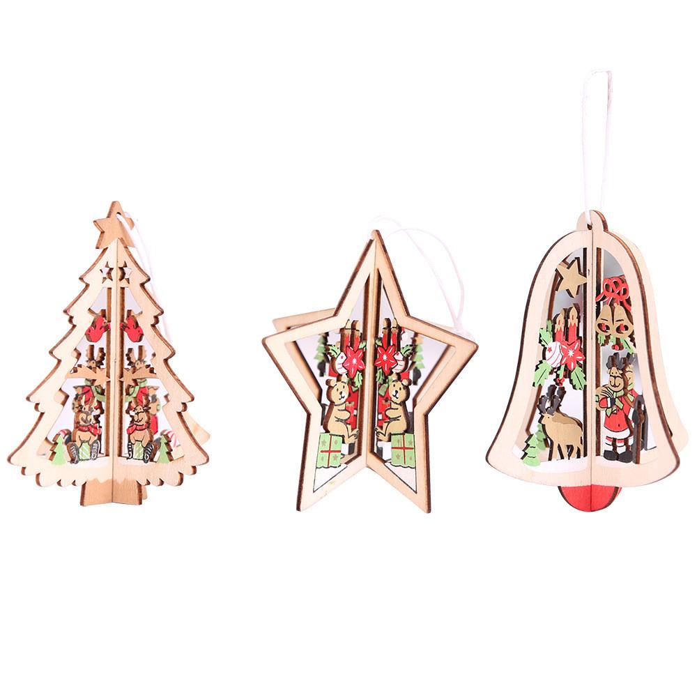 Charming Christmas Tree Hanging Decorations Made Of High Quality Wood For Festivities
