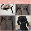 Elegant Korean Style Black Faux Leather Belt For Women With Knot Detail Perfect For Dresses And Coats