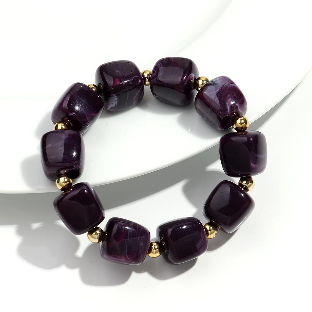 

Acrylic BIg Irregular Square Beaded Bracelet for Women Simple Imitation Stone Strechy Bracelet Fashion Hand Jewelry Accessories
