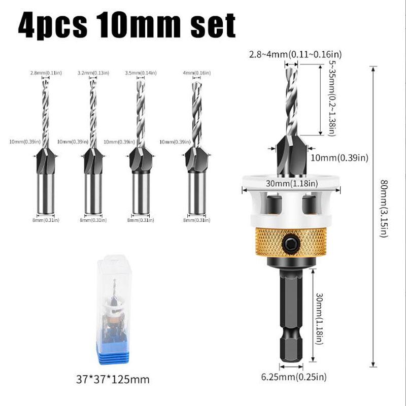 Woodworking Limit Four Edge Countersink Drill Alloy Drill Cone Drill Adjustable Depth Step Drill Screw Countersink Drill Bit