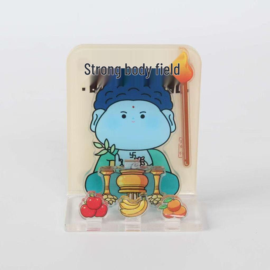 

Tathagata Tang Monk Prayer Light-Up Magnet & God of Wealth Figurine: Desktop Emotion Stabilizer