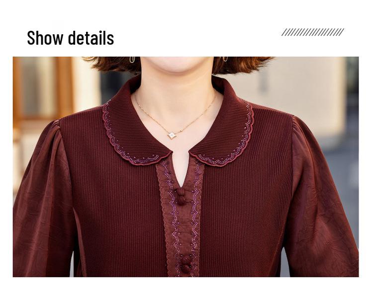Frühling 2026 Damen Langarm-T-Shirt – Stilvolles Lässiges Hemd mit Kragen für Mütter mittleren Alters und ältere Mütter