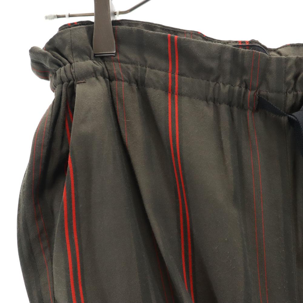 Aula Made In Japan Striped Pattern Long Pants Brown Waist Rubber Women Used