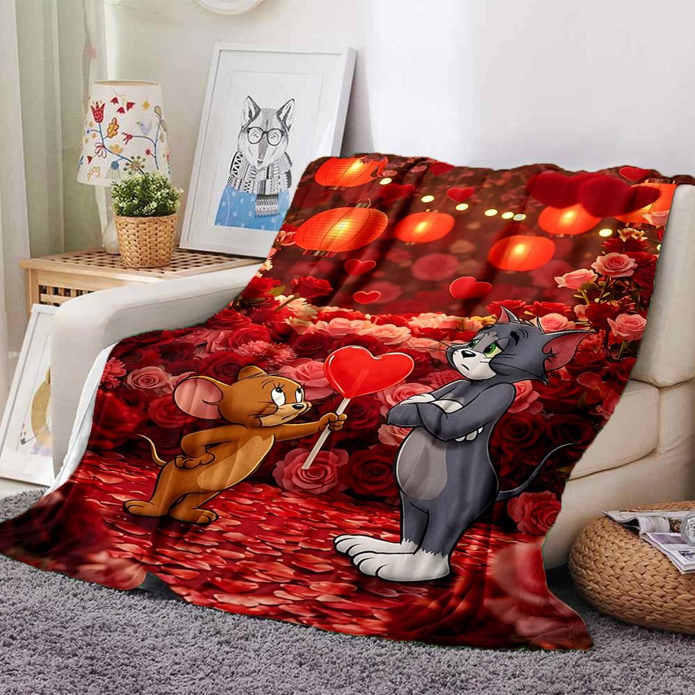 1pc Tom and Jerry Flannel Blanket Soft Warm Throw for Home, Office, Travel, All-Season Cozy Bedding GiftL1080 80cmx120cm(31inx47in)