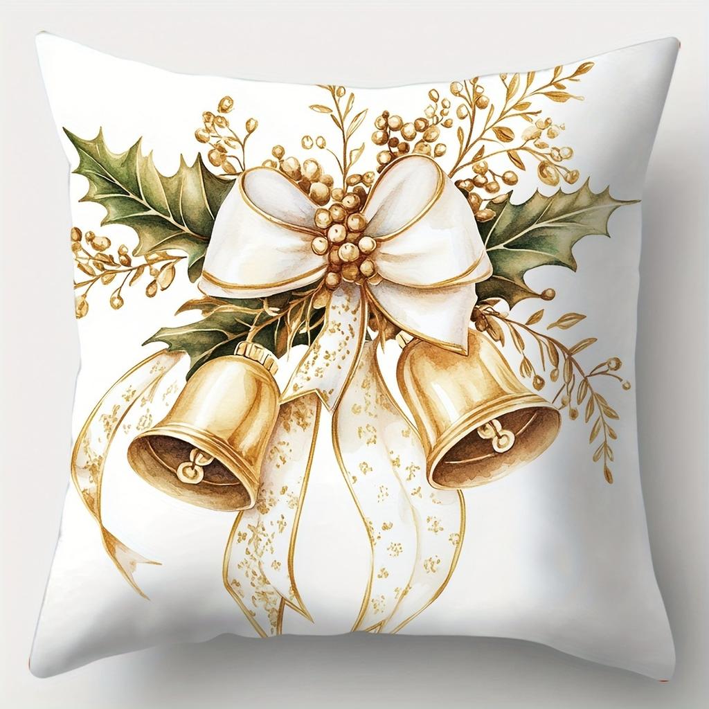 Decor de Crăciun husă de pernă Coroană de Crăciun cutie cadou clopoțel model lumânare living canapea pernă decor cameră de suite