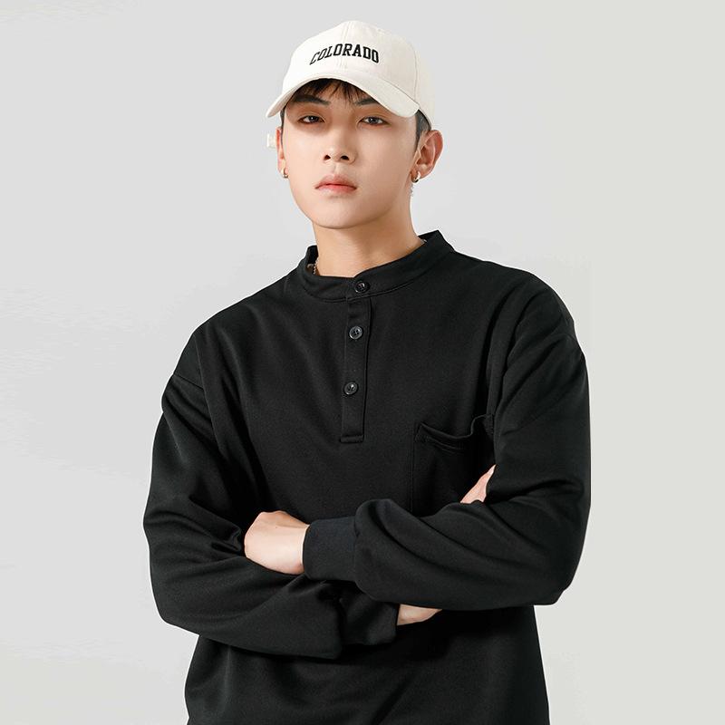 Autumn and Winter American Stand-up Neck Sweater Men's Spring and Autumn Trend Fashion Casual Long-sleeved T-shirt Pullover Jacket