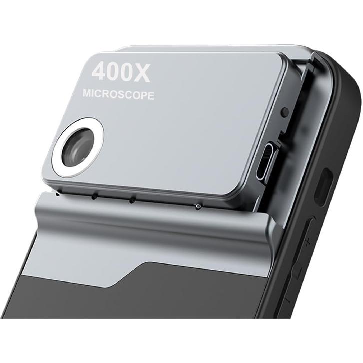 Phone Microscope Lens, HD 400x Zoom Phone Micro Lens Attachment, Adjustable All Inclusive Design Quick Focus with LED Light for 14 Pro