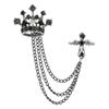 Strass-Krone Quaste Brosche Kreuz Anzug Kragen Pin Temperament Herren Brosche Männlicher Charme