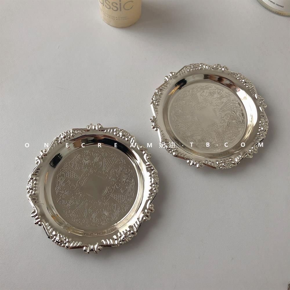 Retro Metal Jewelry Tray,Candle Aromatherapy Coasters,Necklace Ring Storage Dish Earring Organizer Tray,Bar Home Decor