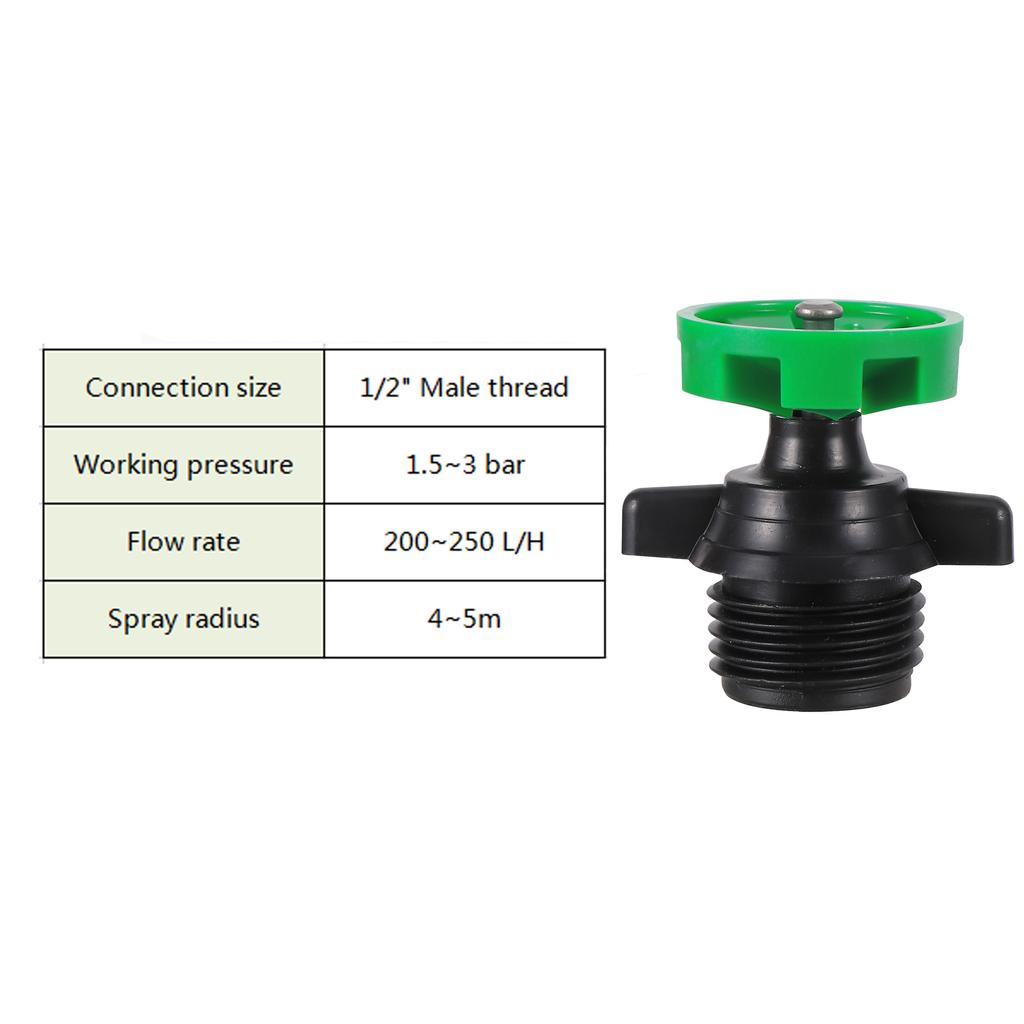 Tuin Grasmaaier Roterende Sproeier 1/2" Buitenschroefdraad Verspreidingsmondstuk 360 Graden Automatisch Roterende Besproeiing Irrigatie Sproeiers