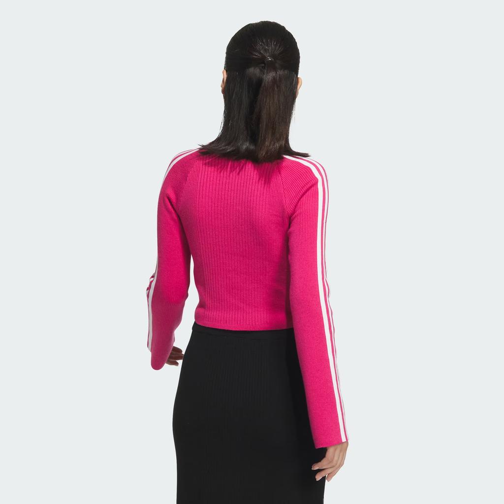 Adidas Originals Premium Knit Turtleneck Sweater With Three-Stripe Design Women Tops Magenta JI7060