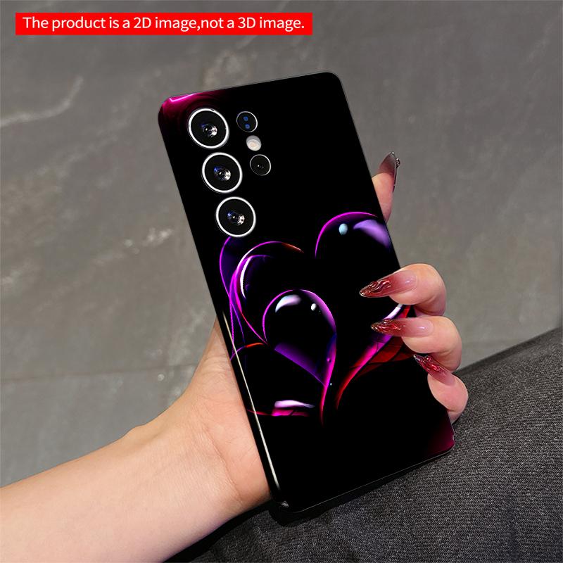 2DFlat Samsung phone case Glowing Purple Hearts Neon Design Applicable to Galaxy S23 S24 S25ULTRA S26 A12 A14 A15 A16 A54 A55