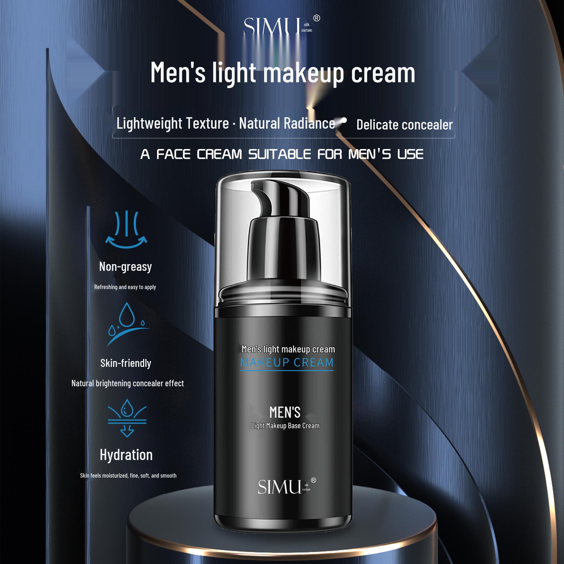 Silk Curtain Men s Bare Face Moisturizing Cream - Natural Concealer Makeup, Non-Whitening Formula 50g Silk Curtain Men s Bare Face Cream