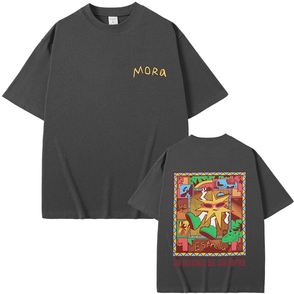 Rapper Mora Lo Mismo De Siempre Grafik T-Shirts Herren Damen Baumwolle Lässig Übergroßes T-Shirt Männlich Hip Hop Mode Popmusik T-Shirt