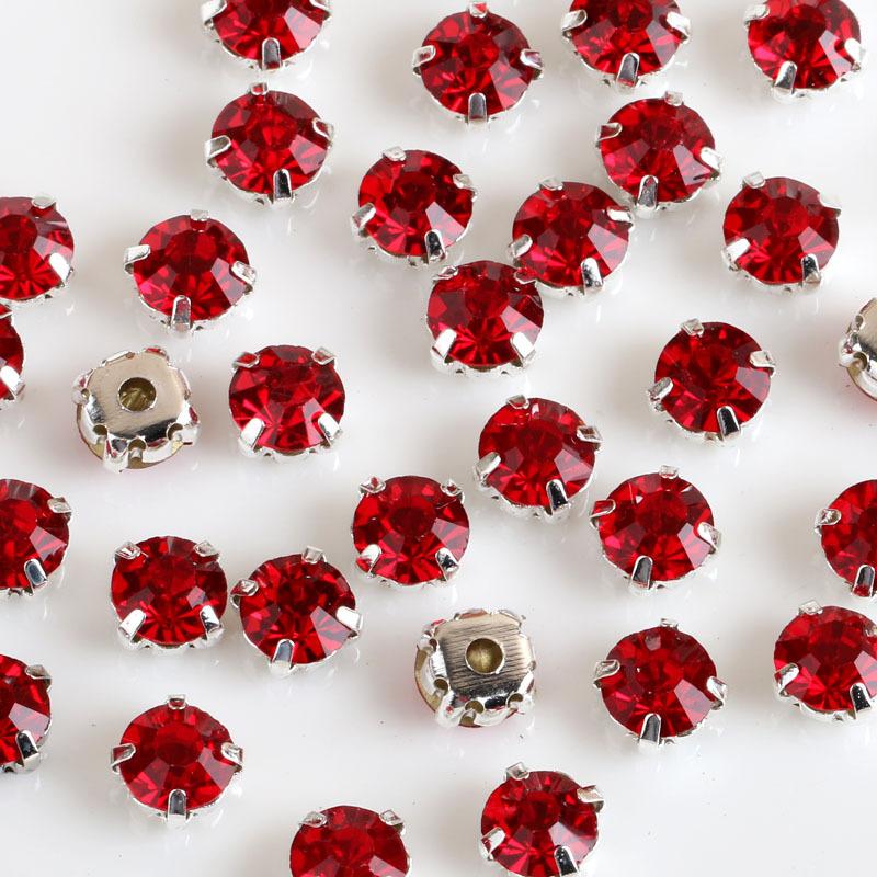 1440pcs Glass Flatback Round Rhinestones with Nickel-Free Metal Base Eco-Friendly Sew-On Stones for Shoes Garments Bags & Hats