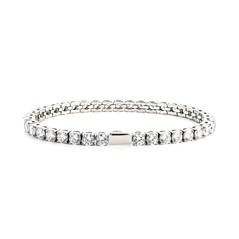 Waterproof 316L Stainless Steel Tennis Bracelet 5A CZ Hip Hop Wrist Jewelry for Men Women Private Label Supplier Bulk Orders
