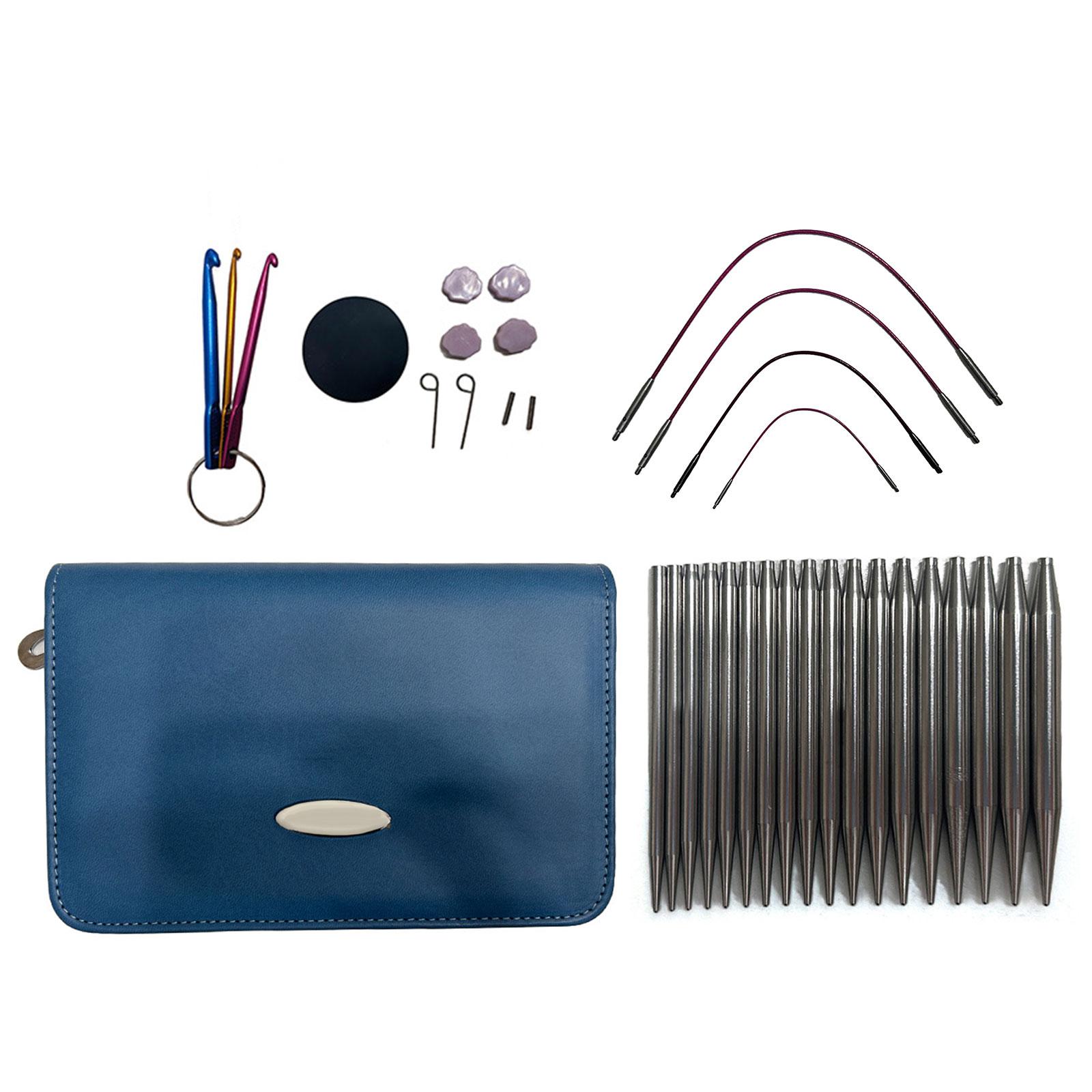 

Набор сменных круговых спиц с футляром и принадлежностями 2,2-4,5 мм Металлические круговые спицы Инструмент для вязания