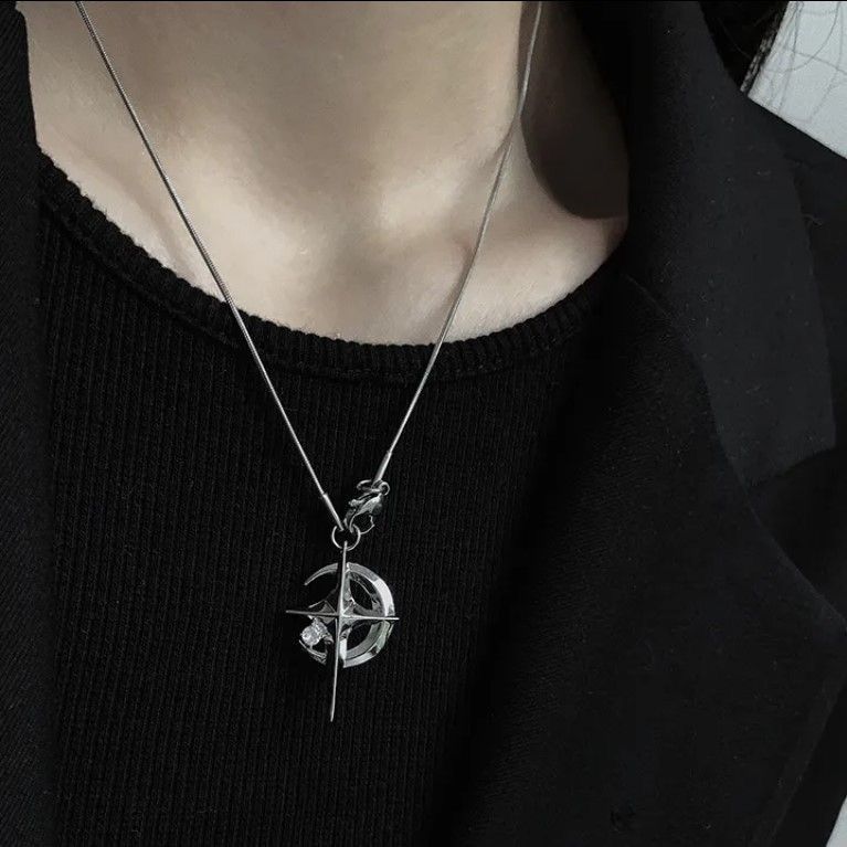 Punk Black Crystal Star Collarbone Necklaces for Women Men Rock Hiphop Cool Wide Leather Chain Necklaces All Saints Day Jewelry