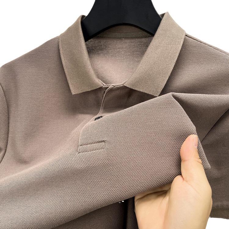 Pure Cotton Clean Version Men's Short-sleeved POLO Shirt Summer Lapel Business Casual Solid Color T-shirt with Tie