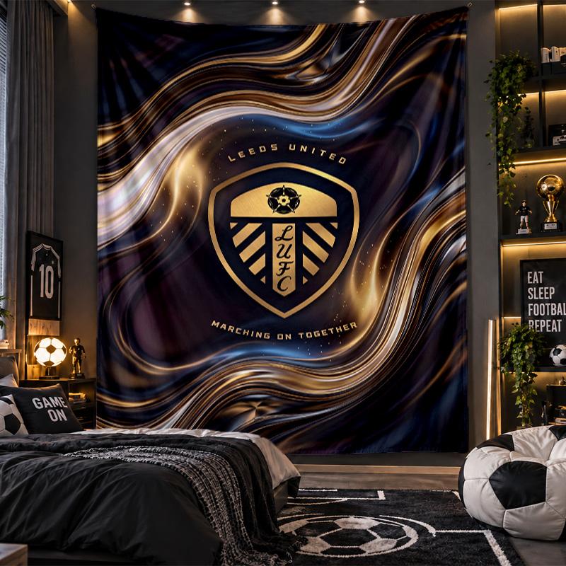 Gobelin wiszący na ścianę z nadrukiem piłkarskim Leeds United Tkanina do salonu Sypialni Wystrój domu
