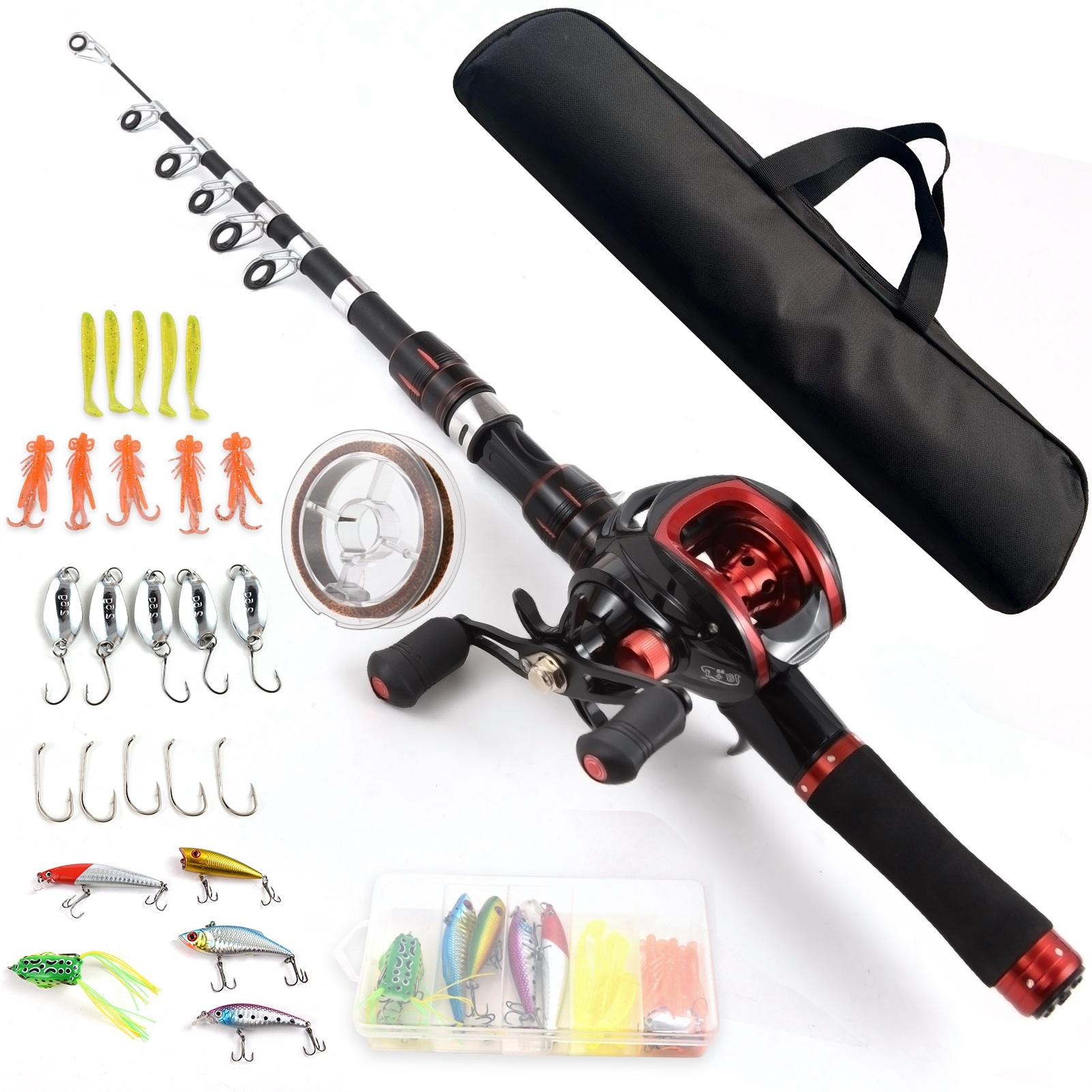 

Fishing Rod and Reel Combo 2. Telescopic Fishing Rod with Right Hand Baitcasting Reel Fishing Rod and Reel Combo