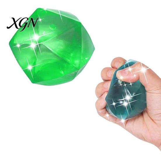 Calming Fidget Toy Transparent Rhinestone Squeeze Anxiety Relief Polyhedron Sensory Safe Stress Ball Anti-anxiety Soft Students Office