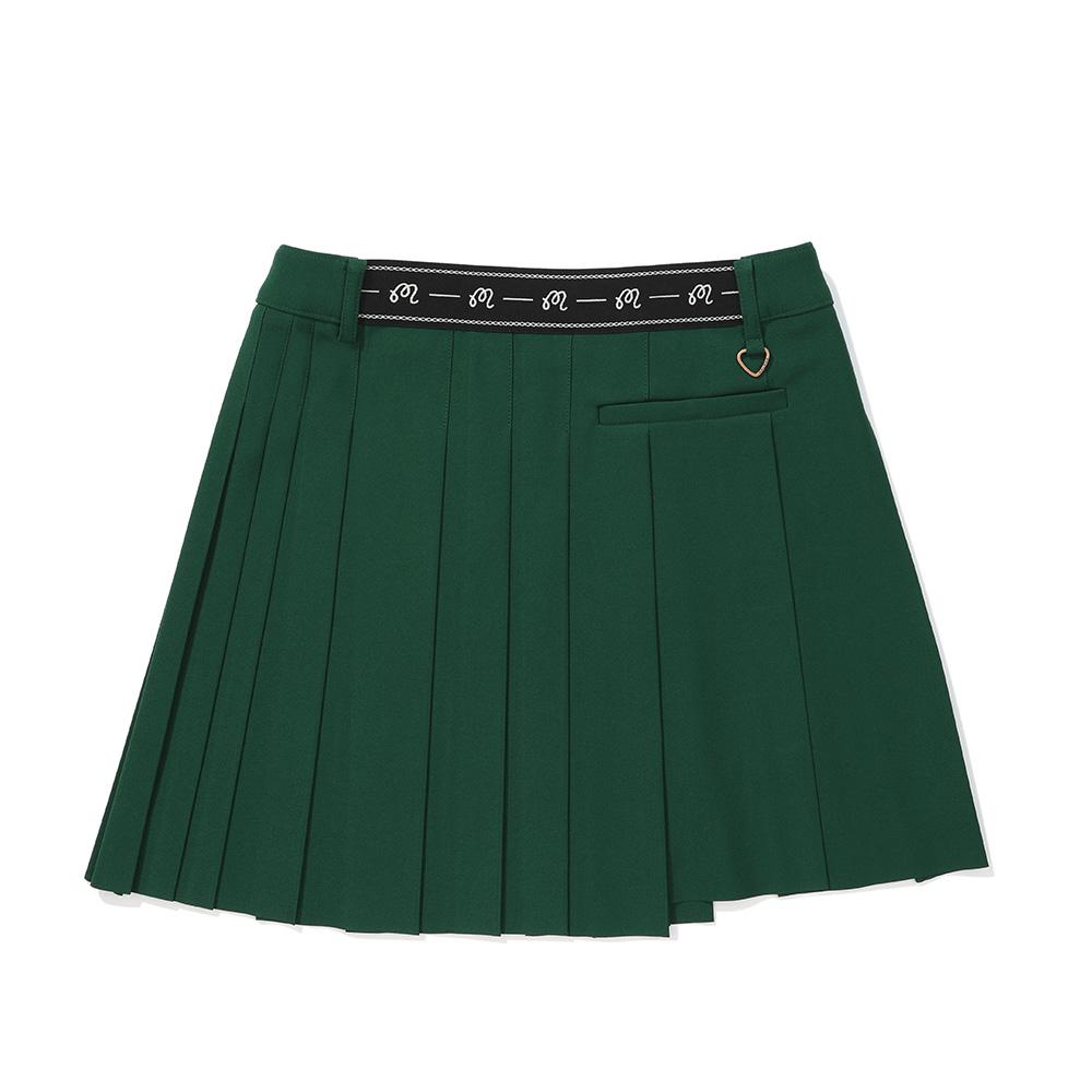 MALBON GOLF Women'S Tr Asymmetrical Pleated Skirt Green (Woman)