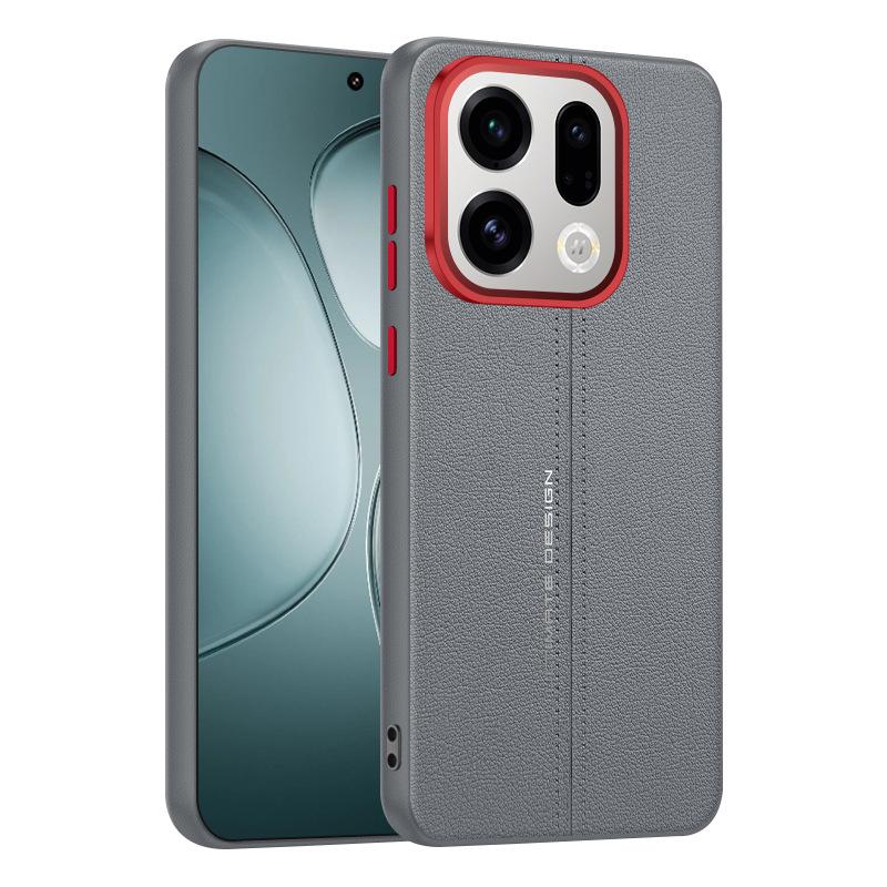 For Oppo Find X9 and Find X9 Pro Case PU Leather Skin Friendly Contrast Color Keys Lens Frame Anti-Fingerprint Soft Cover