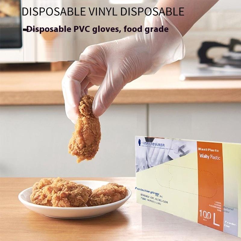 100 Pcs/Box Thickened Disposable PVC Gloves Food-Grade For Catering Kitchen Dishwasher Transparent Durable