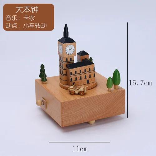 Wooden Music Box Home Creative Solid Wood Carousel Ferris Wheel Crafts Valentine's Day Gift Decoration Box christmas music box