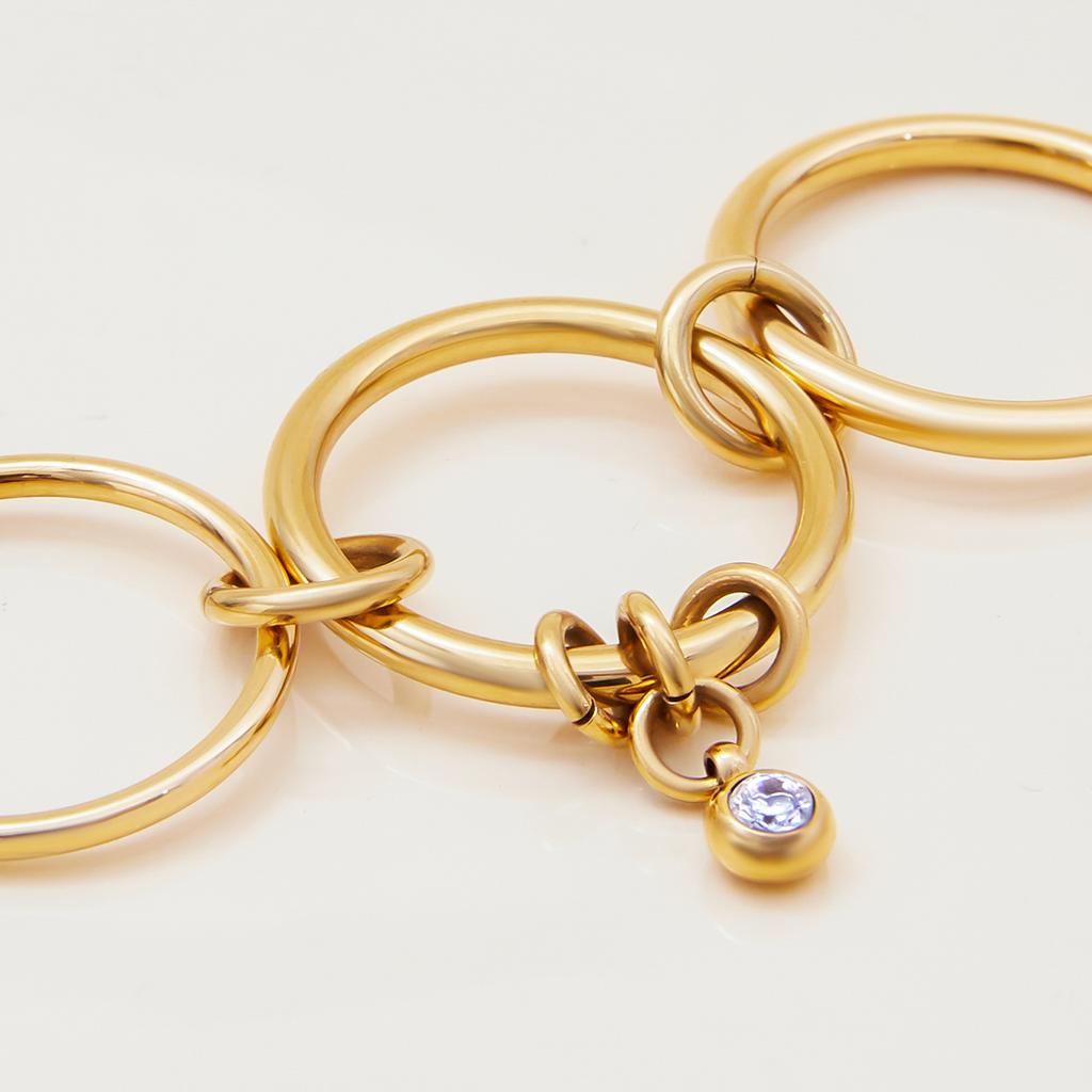 Youthway Moda Aço Inoxidável Banhado a Ouro Zircônia Lisa Multi Anel Diário para o Trabalho Anel Feminino Presente