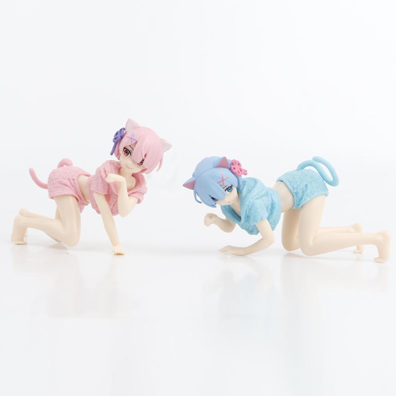 Anime Re:Life In a Different World from Zero Rem Ram Cat Version Girls PVC Action Figure Model Toys 10-12cm