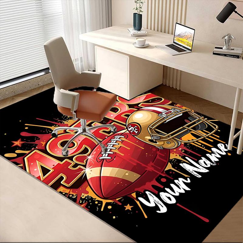 Custom Name San Francisco 49ers Printed Carpet, for Office Chair Living Room Bedroom Kitchen Room Decor Gifts.