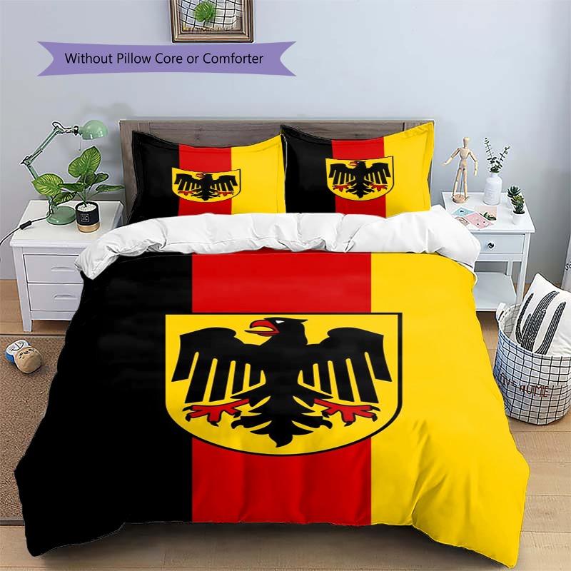 Germany Flag Eagle Black Red Yellow Stripe Print Duvet Cover Set 3Pcs National Symbol Bedding Bedroom Home Decor Without Pillow Core Comforter