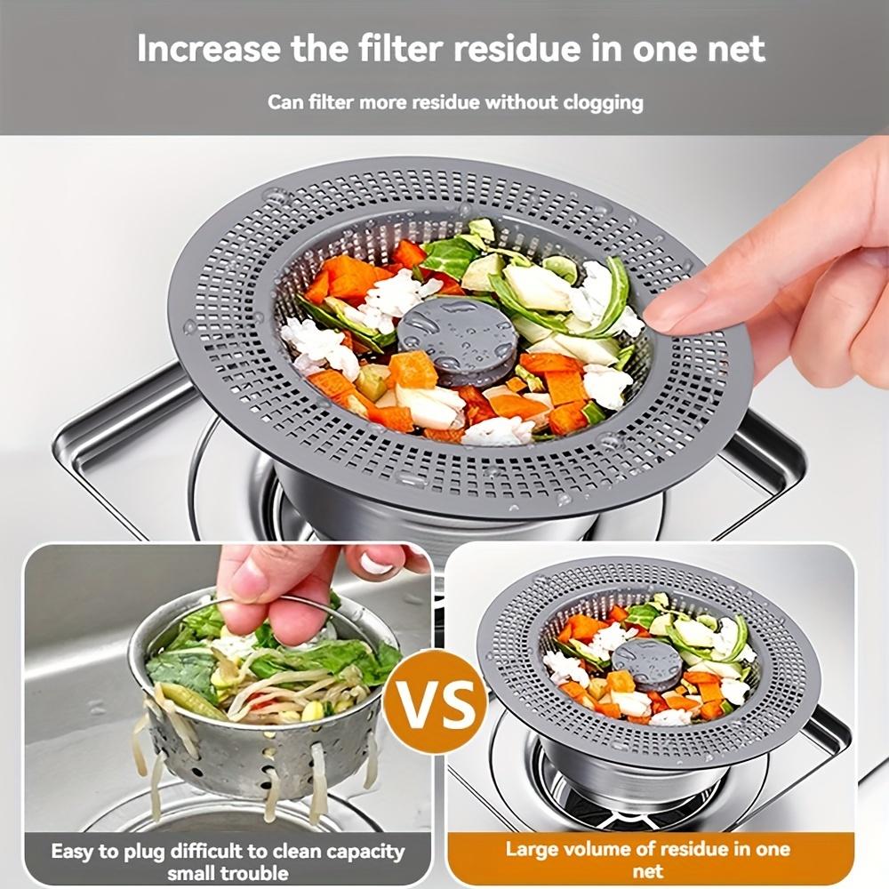 Kitchen Sink Strainer 304 Stainless Steel Leak Proof Plug and Pressure Design Core Fine Filter Safet Sink Drain Strainer