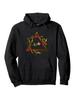 Black Viking Emblem Hoodie - Casual Long Sleeve Pullover with Floral Design