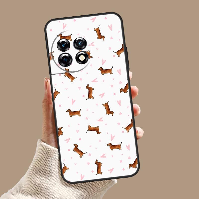 Cartoon Dachshund Sausage Dog Case For OnePlus 11 12 9 10 Pro 10R 12R 8T 10T OnePlus Nord N30 N20 N10 CE 3 2 Lite Cover