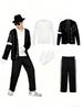 Michael Jackson Costume for Men Women, Retro Stage Performance Outfit Set, Celebrity Inspired Dance Wear