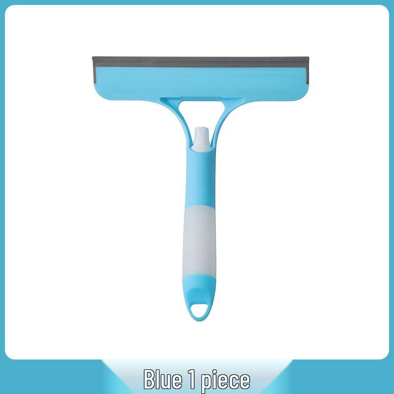 Dual Brush & Squeegee Glass Cleaner - 3-in-1 Multi-purpose Scrubber with Scouring Pad and Sponge