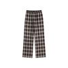 Coffee plaid casual pants women's autumn and winter new loose straight short wide-leg pants autumn trousers