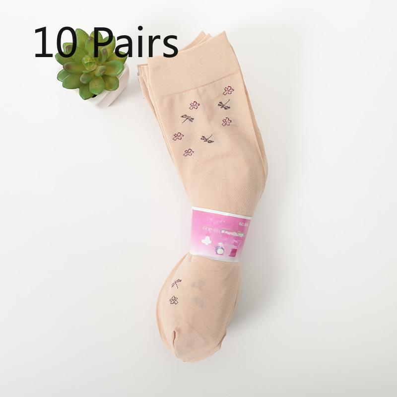 10 Pairs of Female Spring and Summer Old Style Old Fashioned Belt Heel Non Slip In Tube Stockings