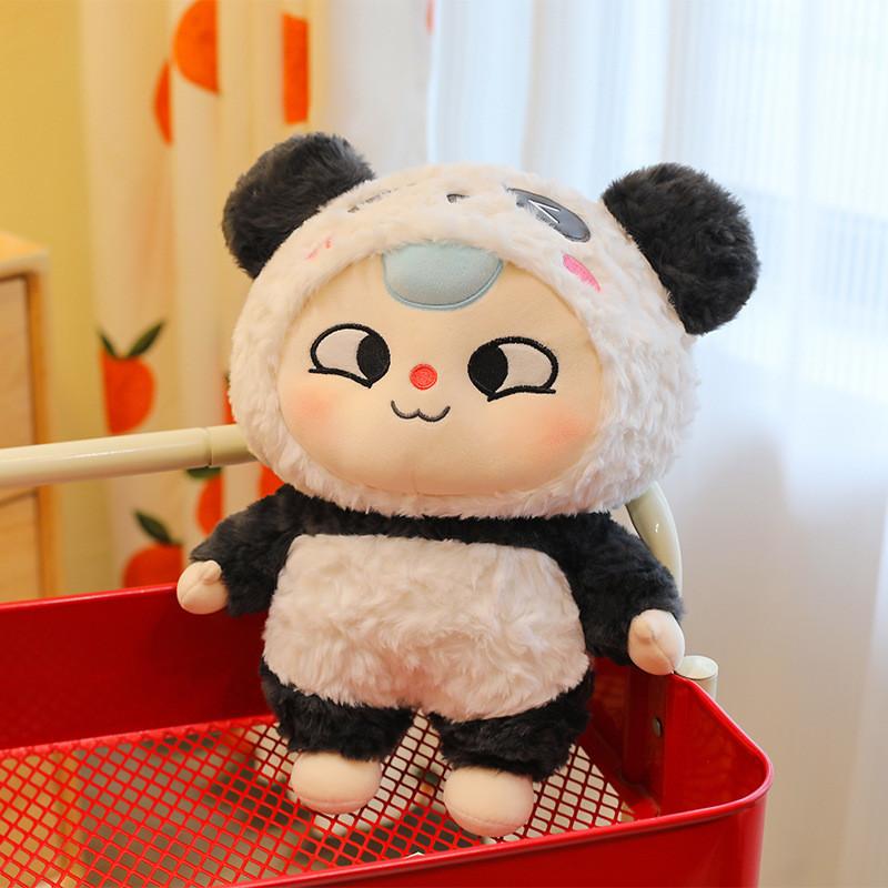 Plush Baby Three Toy Transform Into Panda Pig Bear For Kids Bedroom Decor Play