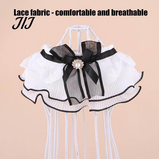 Puppy Formal Neckwear Lace Ruffle Cat Collar, Elegant Pet Bandana Bib with Bow Knot, Retro Costume for Party Cute Princess Collar Cats Small
