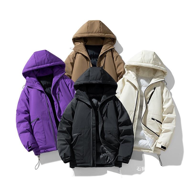 Padded Clothes Men's Winter New Thickened Solid Color Bread Clothes Jacket Student Trend Loose Couple Cotton Clothes Men