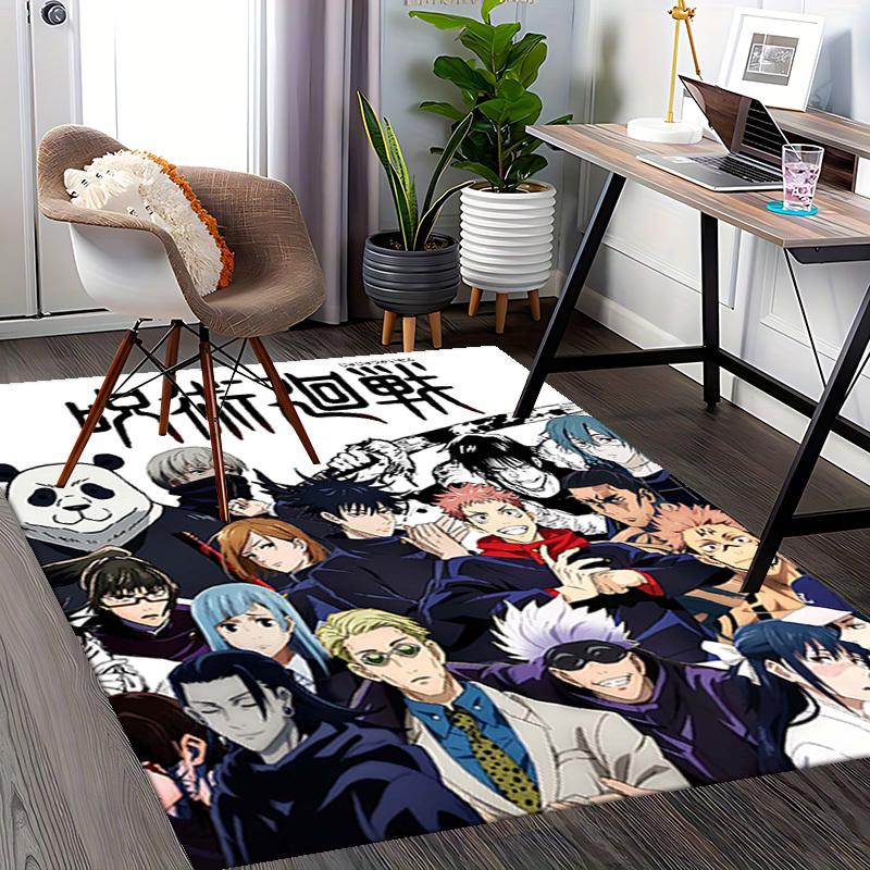 1pc Jujutsu Kaisen Anime Characters Office Chair Mat - Anti-Slip Carpet with Cute Panda Design, Perfect for Anime Lovers and Fans of Jujutsu Kaisen.O0
