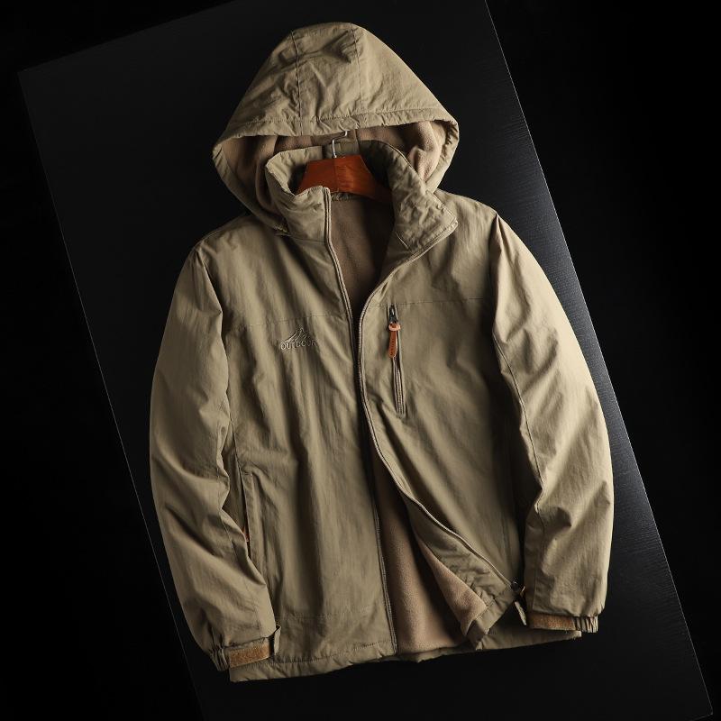 

Куртка из флиса и хлопка Термокуртка Повседневная Верхняя Ветрозащитная и Водонепроницаемая 5XL хаки