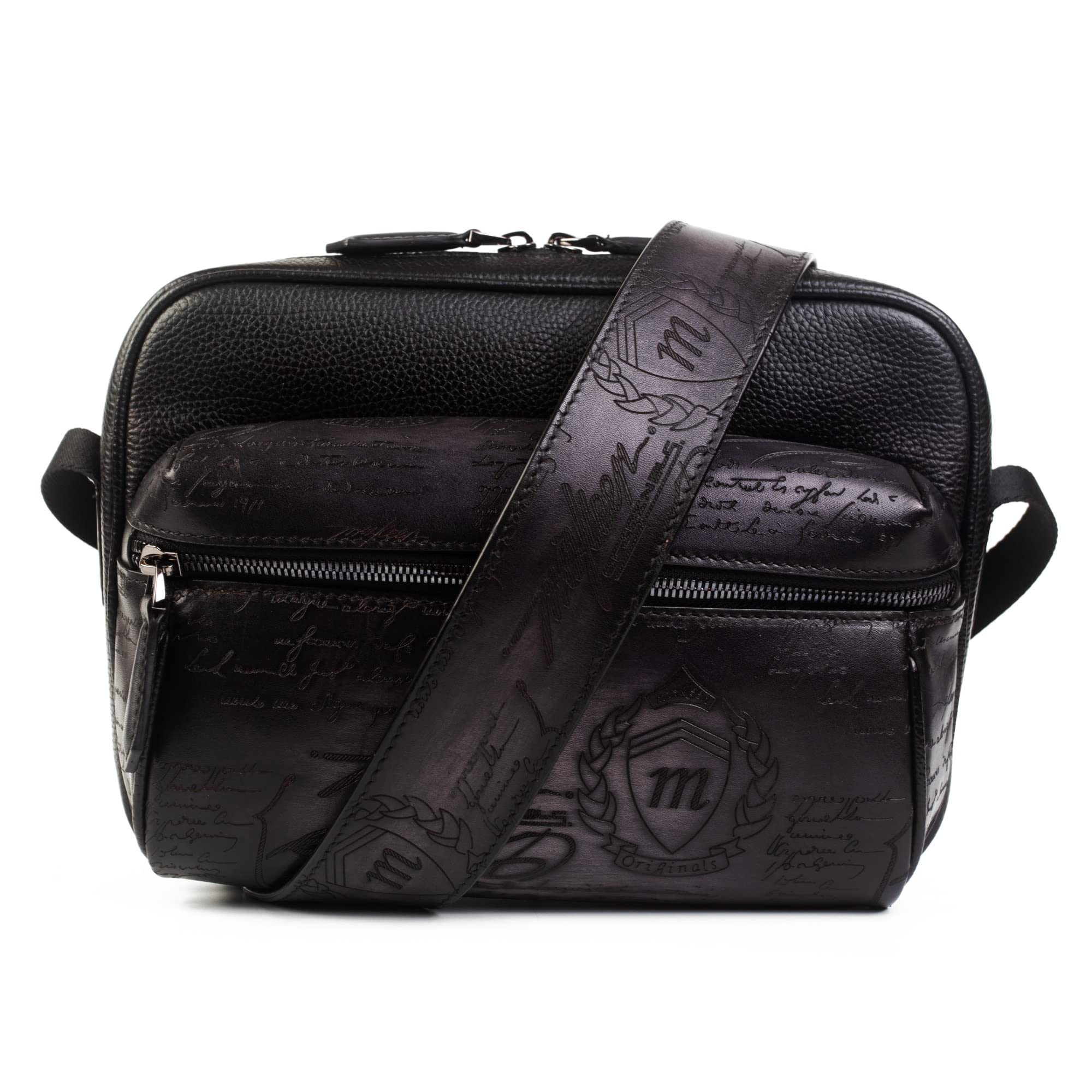 

HIMHERCOM HHC00016 Men s Genuine Leather Messenger Bag, Shoulder Bag for Commuting to Work or School (Color: Black)
