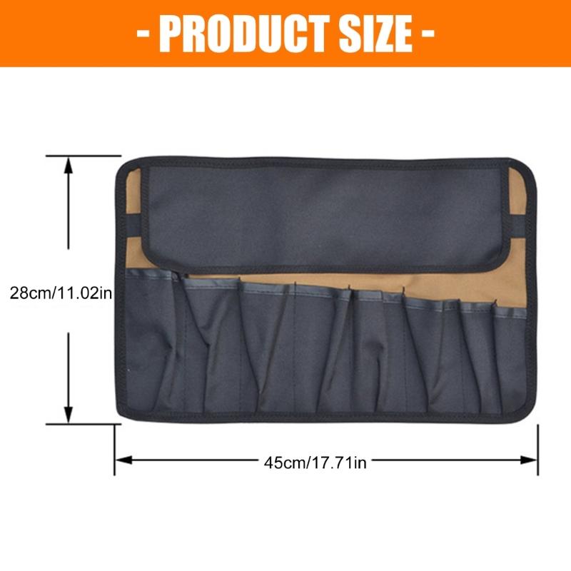 Multi Pocket Foldable Tool Storage Bag With Secure Straps Truck Tool Roll Bag For Wrenches Hammer And Camping Gear