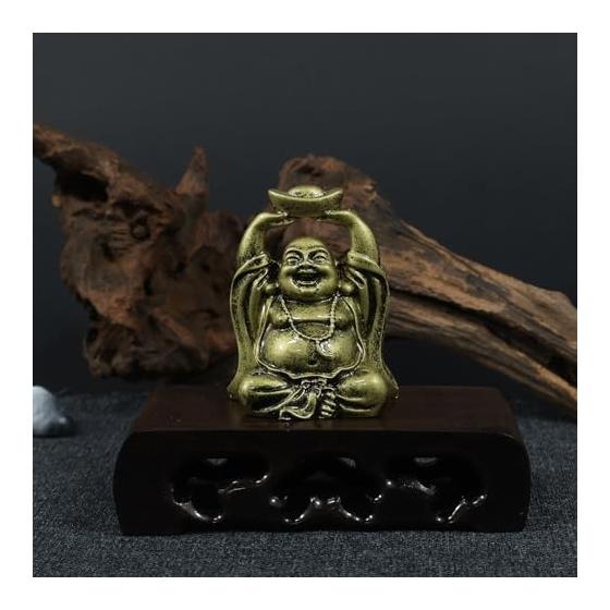 Bronze Laughing Buddha Statue - Chinese Feng Shui Good Luck Money Maitreya Buddha Sculpture Figurine Home Garden Decoration Statue